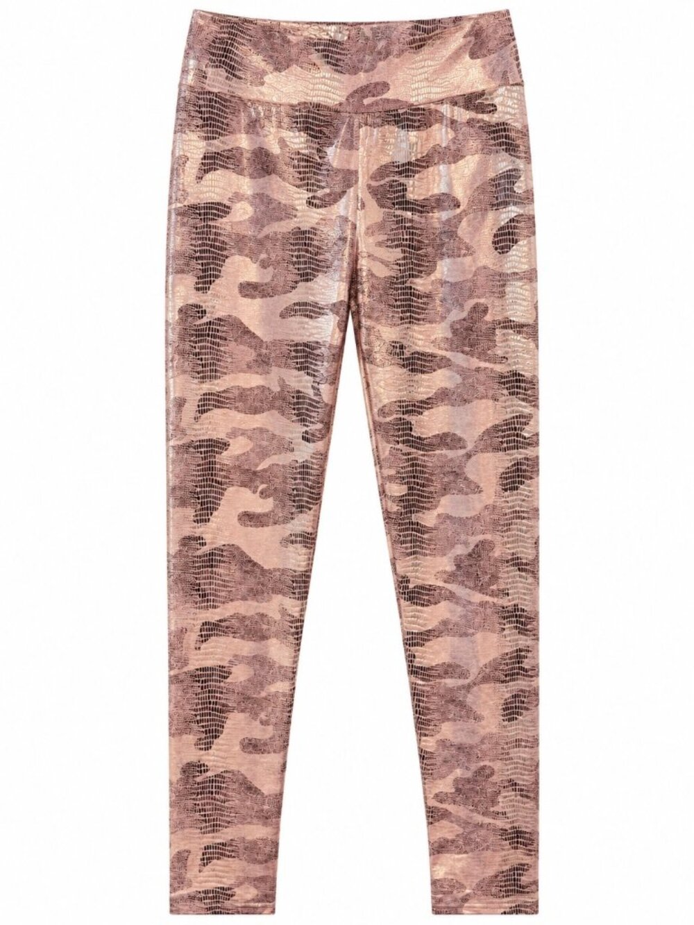 Shiny Rose Gold Camo Leggings Stretchy High-Waisted One Size A&O International
